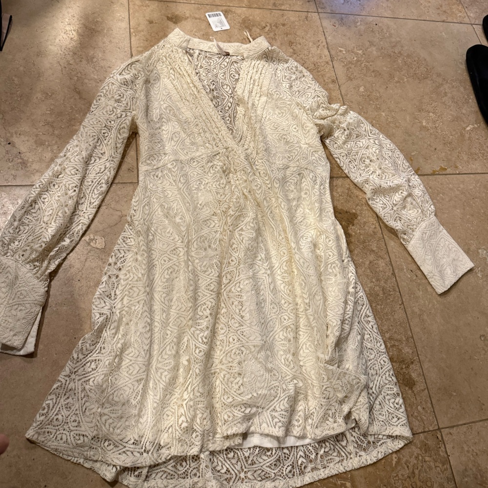 Free People Cream Lace Tunic Dress NWT